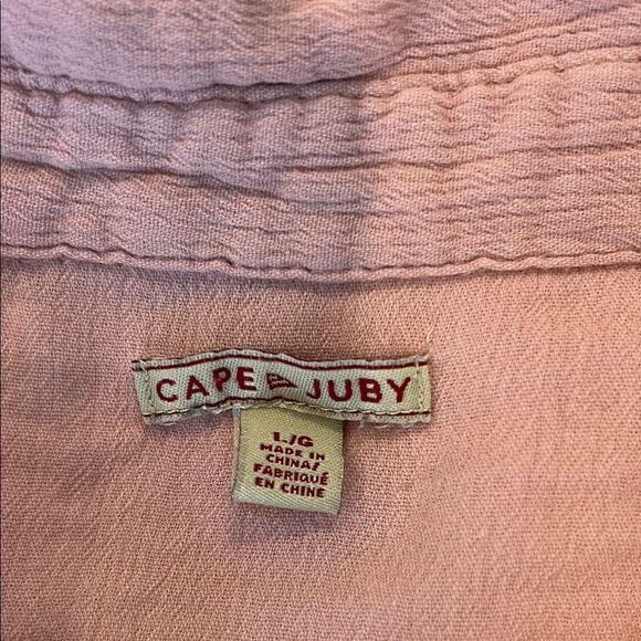 Cape Juby Women's Pink Crochet Detail Long Sleeve Button-Up Shirt Size Large - Picture 6 of 9